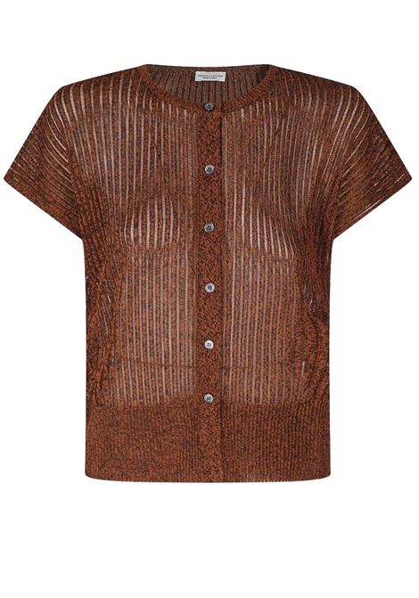 cardigan a coste donna marrone ROBERTO COLLINA | 261FXA3704255